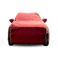 Oenum plasma red black custom fit car cover front shot image on white background